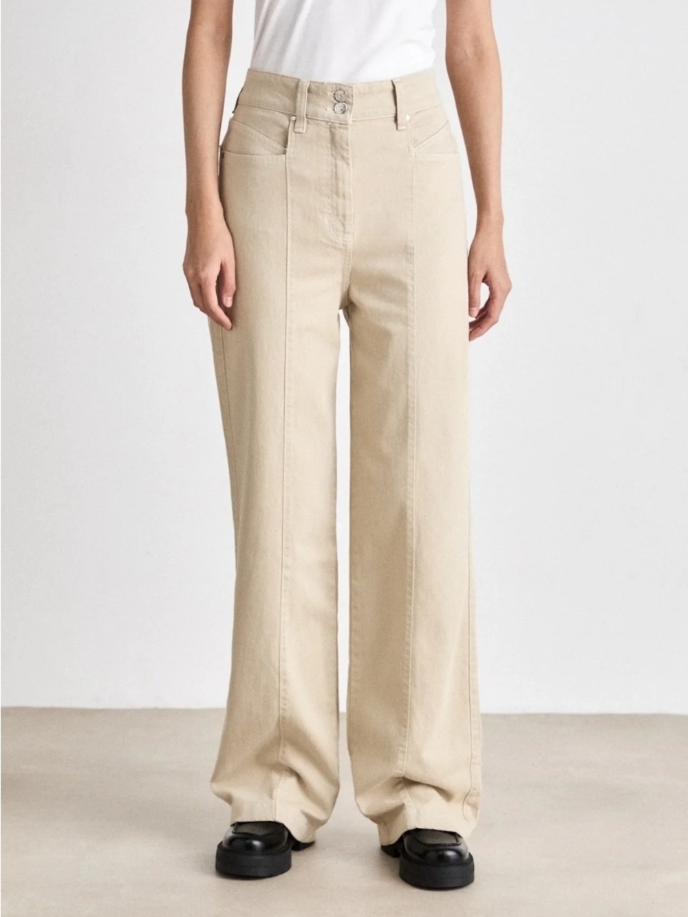 Hugo BOSS ORANGE Jeans High-Waist Wide Leg Pants Tolala Cotton Twill Trousers